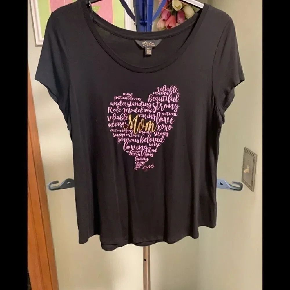 Deep Black & Pink “Mom” Top #198